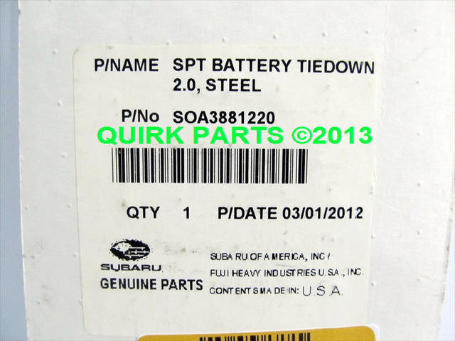 SOA3881220 - Performance: Subaru Performance Tuning SPT) Battery Hold-Down GRAY OEM NEW for Subaru: BRZ, Forester, Impreza, Legacy, Outback, Tribeca, WRX Image