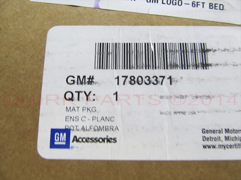 17803371 - Body: Bed Mat - Standard Box for Chevrolet: Silverado 1500, Silverado 1500 LD, Silverado 2500 HD, Silverado 3500 HD | GMC: Sierra 1500, Sierra 1500 Limited, Sierra 2500 HD, Sierra 3500 HD Image