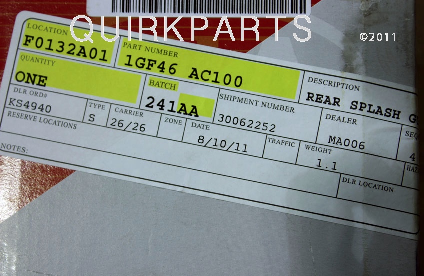 1GF46AC100 - Exterior: Splash Guards - Rear - 5 Door for Kia: Rio, Rio5 Image