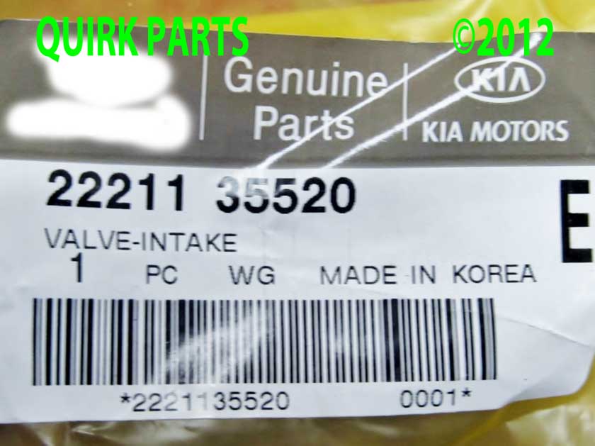 2221135520 - Engine: Intake Valve for Kia: Amanti, Sedona, Sorento Image