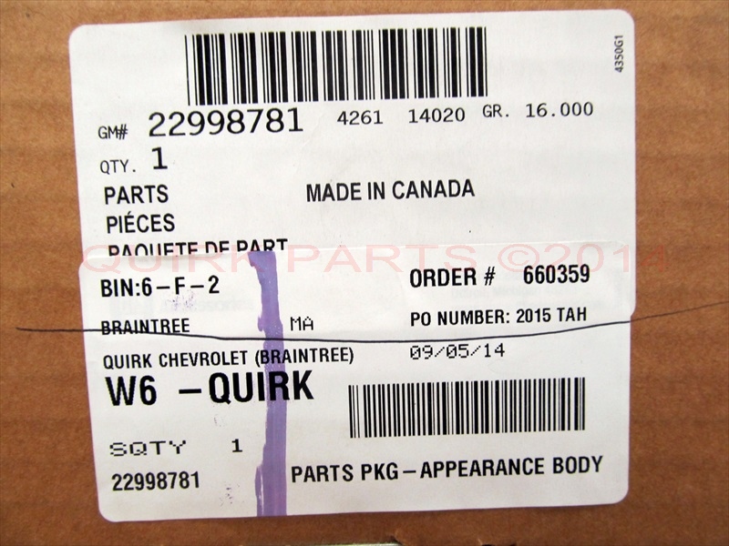 22998781 - Exterior: 2015 Chevrolet Tahoe GMC Yukon Body Side Molding Kit White Diamond OEM NEW for Chevrolet: Tahoe | GMC: Yukon Image