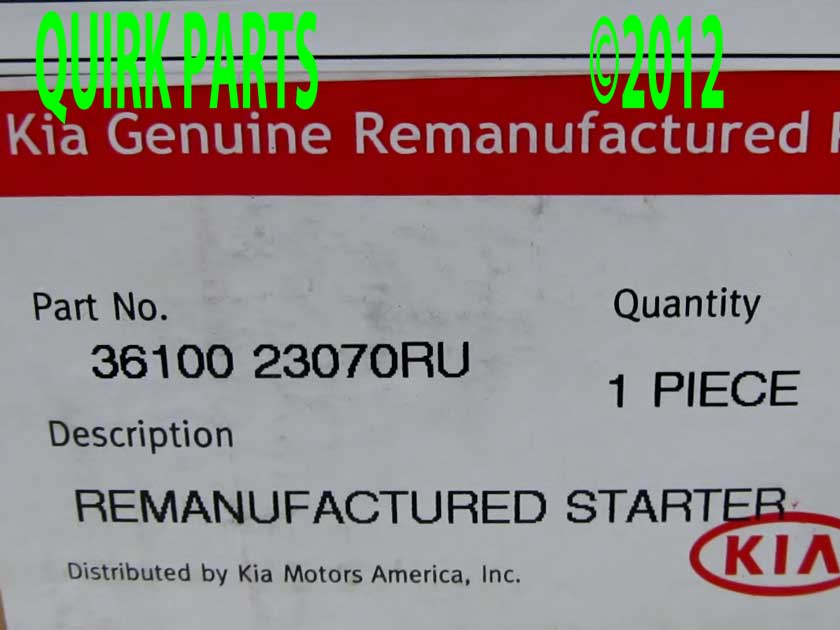 3610023070RU - : Starter for Kia: Soul, Spectra, Spectra5, Sportage Image