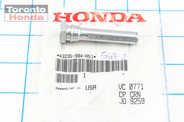 43235S84A51 - : Disc Brake Caliper Pin for Honda: Accord, Accord Crosstour, Civic, CR-V, Element, Odyssey, Ridgeline, S2000 Image