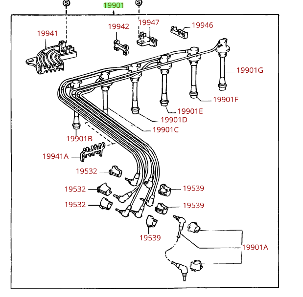 9091921557 - : Ignition Wire Set for Toyota: Land Cruiser Image