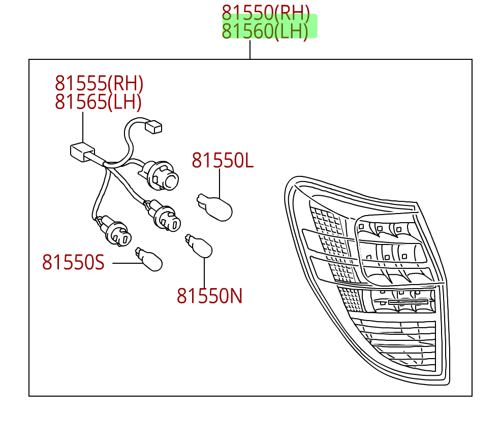 815600R010 - : Lamp Assembly Rear Combination - Left Rear for Toyota Image