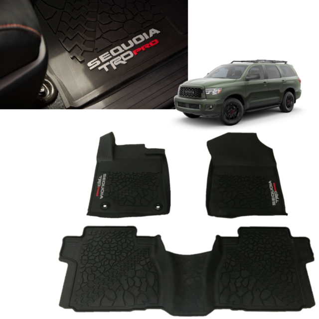 PT9080C20020 - Interior: Sequoia TRD PRO All-Weather Floor Liners | Black 3 Piece Set | 2020-2022 Sequoia for Toyota: Sequoia Image