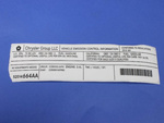 52014664AA - : Veci Label Label for Chrysler: 300 | Dodge: Challenger, Charger Image