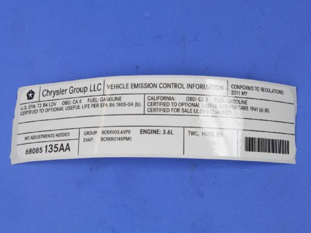 68085135AA - Labels: Veci Label Label for Mopar Image