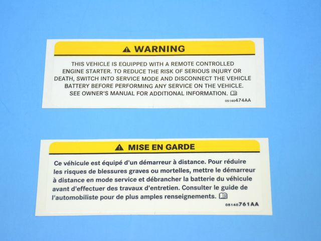 5140474AA - Mopar Accessories - Component Parts: Label for Chrysler: 300, Aspen, Pacifica, PT Cruiser, Sebring, Town &amp; Country | Dodge: Avenger, Caliber, Caravan, Charger, Dakota, Durango, Grand Caravan, Magnum, Neon, Nitro, Ram 1500, Ram 2500, Ram 3500, Stratus | Jeep: Commander, Compass, Grand Cherokee, Liberty, Patriot, Wrangler Image