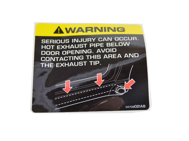 4708021AB - Labels: Exhaust Warning Label for Mopar Image