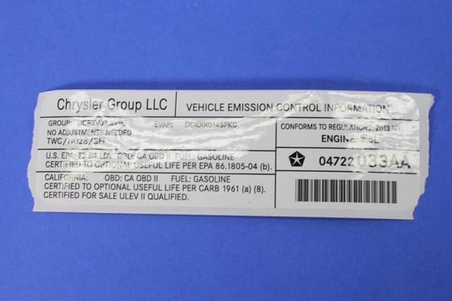 2013 Mopar Veci Label Label 4722033AA | My Mopar Parts