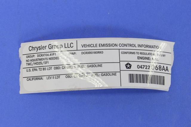 2013 Jeep Grand Cherokee Veci Label Label 4722068AA | My Mopar Parts