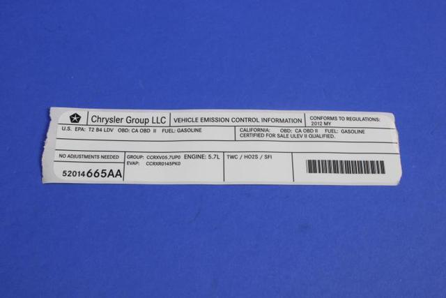 52014665AA - Labels: Veci Label Label for Mopar Image
