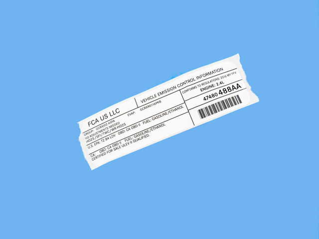 47480488AA - Labels: Vehicle Emission Control Information Label for Mopar Image