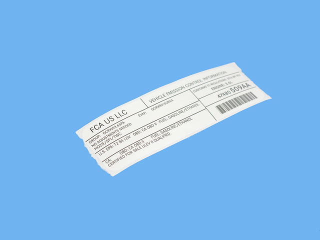 47480509AA - Labels: Vehicle Emission Control Information Label for Mopar Image
