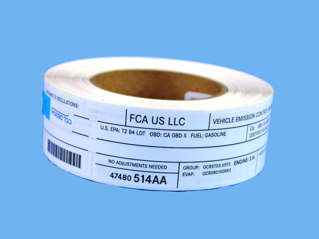 47480514AA - Labels: Vehicle Emission Control Information Label for Mopar Image