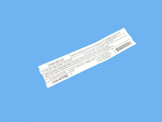47480417AC - Labels: Vehicle Emission Control Information Label for Ram: ProMaster 1500, ProMaster 2500, ProMaster 3500 Image