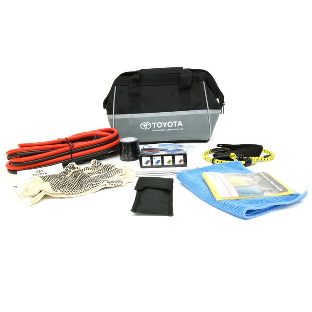 PT42000130 - Interior: OEM NEW Emergency Assistance Kit Bag Fits 2015-2020 Toyota 4Runner &amp; 2017-2019 Toyota 86 &amp; 2013-2020 Toyota Avalon &amp; 2018-2019 Toyota C-HR &amp; 2012-2020 Toyota Camry &amp; 2014-2020 Toyota Corolla &amp; 2017-2018 Toyota Corolla iM &amp; 2020 Toyota GR Supra &amp; 2014-2019 for Toyota: 4Runner, 86, Avalon, bZ4X, C-HR, Camry, Corolla, Corolla Cross, Corolla iM, Crown, FJ Cruiser, GR Corolla, GR Supra, GR86, Grand Highlander, Highlander, Land Cruiser, Matrix, Mirai, Prius, Prius C, Prius Prime, Prius V, RAV4, RAV4 Prime, Sequoia, Sienna, Solara, Tacoma, Tundra, Venza, Yaris, Yaris iA Image