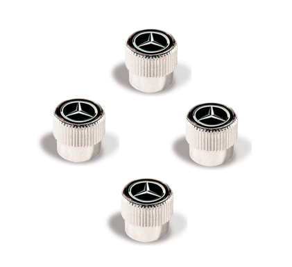 Q6408126 - Wheels: Valve Stem Caps - Silver Star Logo on Black Background for Mercedes-Benz Image