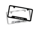 Q6670177 - : AMG Block Logo Laser Etched License Plate Frame - Brushed Stainless Steel for Mercedes-Benz Image