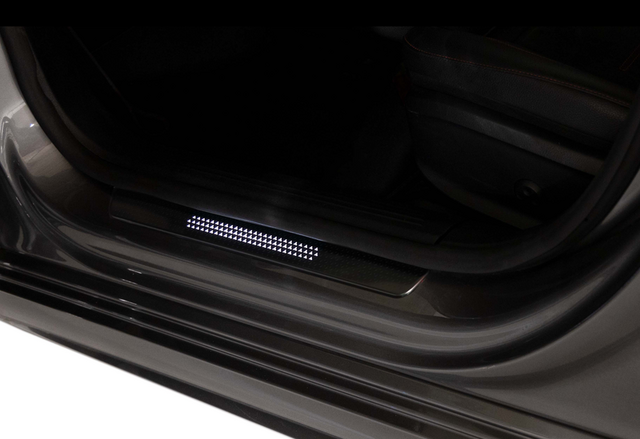 1776804707 - Exterior: Exchangeable cover for illuminated door sill panel, Mercedes-Benz, Front, set of 2, with Mercedes-Benz Pattern for Mercedes-Benz Image