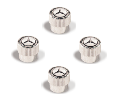 Q6408128 - Wheels: Valve Stem Caps - Black Star Logo on Silver Background for Mercedes-Benz Image