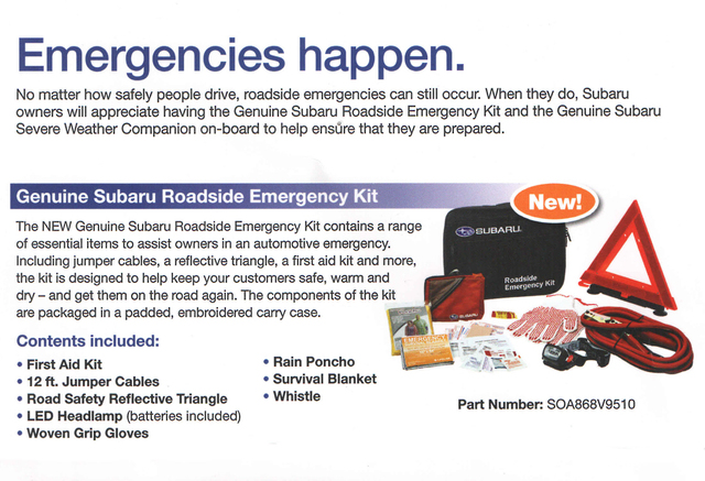 SOA906V9511 - : Roadside Emergency Kit (6 Per Case) for Subaru Image
