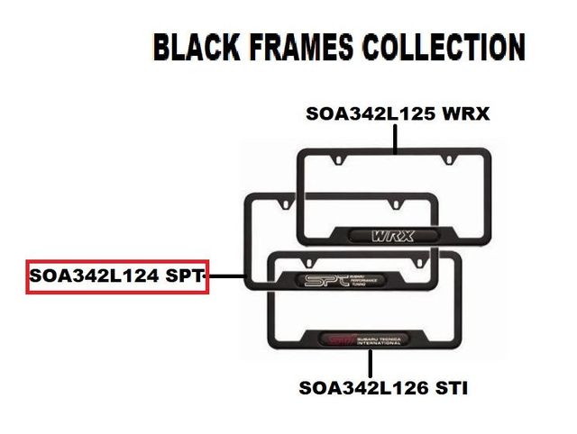 SOA342L124 - Exterior: License Plate Frame, Matte Black / S P T for Subaru Image