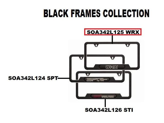 SOA342L125 - Exterior: License Plate Frame, Matte Black (Wrx) for Subaru Image