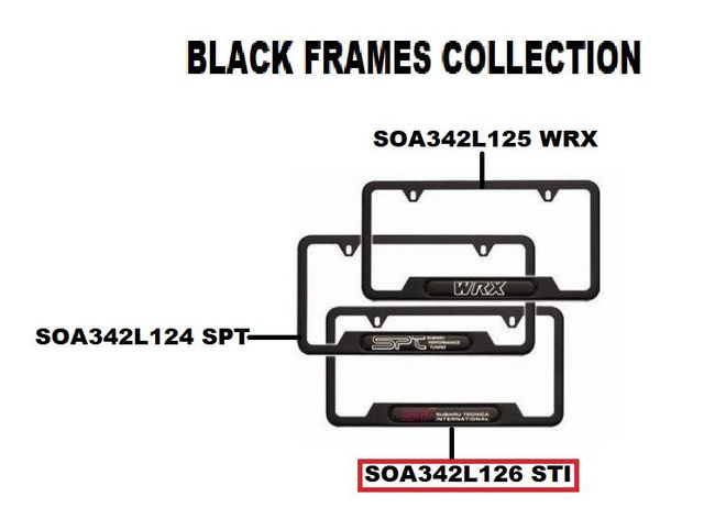 SOA342L126 - Exterior: License Plate Frame, Matte Black (STI) for Subaru Image