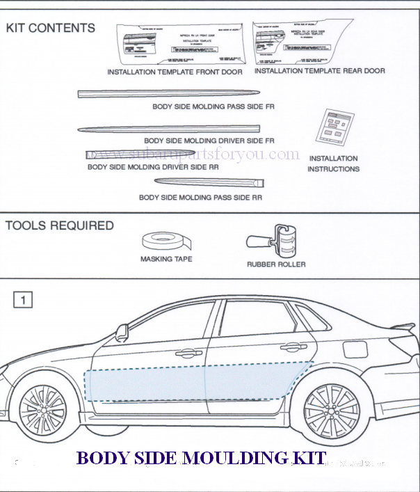 J101SFJ000E4 - Exterior: BODY SIDE MOLDING KIT COLORED / WORLD RALLY BLUE / SET OF FOUR for Subaru Image