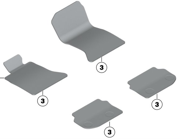 51477351387 - Interior: 2015-2016 BMW - Carpeted Floor Mats - Sedan - Anthracite for BMW: 528i xDrive, 535d xDrive, 535i xDrive, 550i xDrive Image