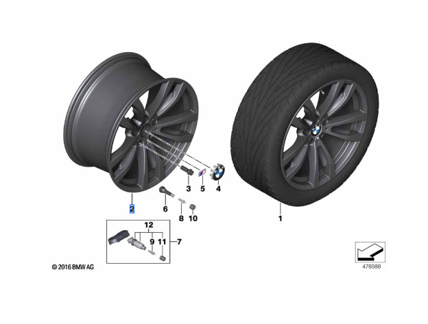 36-11-8-064-894 - Disc Wheel Light Alloy Jet Black FACTORY GENUINE ...
