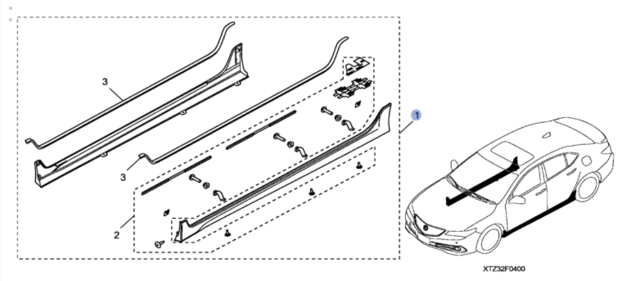 8F04TZ3230 - Exterior: Spoiler, Side Under-Body for Acura Image