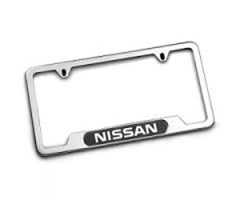 999MBSV000 - Exterior: OEM NEW License Plate Frame w/ Logo Chrome Fits All Nissan Models for Nissan: 200SX, 240SX, 300ZX, 370Z, Altima, Armada, Axxess, Cube, Frontier, GT-R, Juke, Kicks, LEAF, Maxima, Murano, NV1500, NV200, NV2500, NV3500, NX, Pathfinder, Pickup, Pulsar NX, Qashqai, Quest, Rogue, Rogue Sport, Sentra, Stanza, TITAN, TITAN XD, Versa, Versa Note, Xterra Image