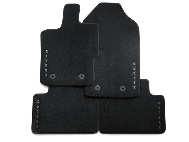 LB3Z2113300BA - : Floor Mats - Carpeted, Black, 4-Piece Set, For Super Cab, With Logo for Ford: Ranger Image