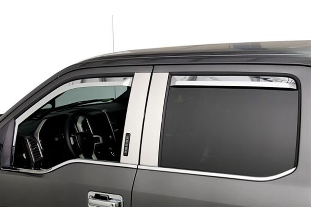 VML3Z18246G - : Side Window Deflectors - In Channel, Chrome By Putco, Front Only, 2-Piece Set, For Regular Cab for Ford: F-150 Image