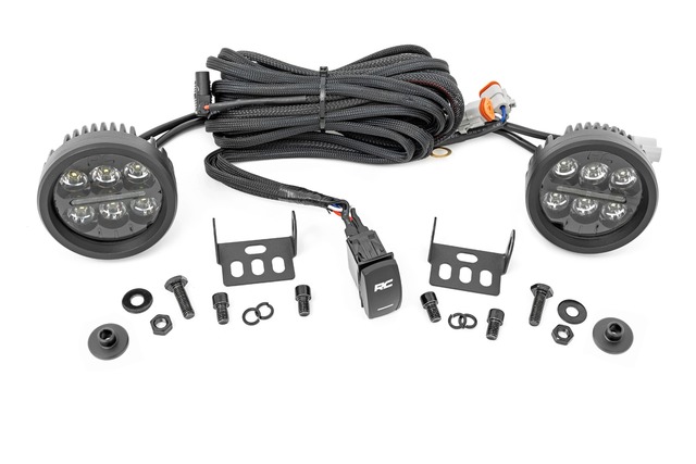 71078 - : LED Light Kit | Ditch Mount | 3.5" Black Round Pair | Amber DRL | Ford Bronco (21-25) for Rough Country Image