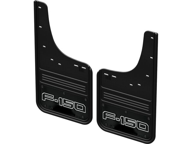 VPL3Z16A550B - : F150 Splash Guards - Gatorback By Truck Hardware, Rear Pair, With F-150 On Black Surround, For Lightning Only for Ford: F-150 Lightning Image