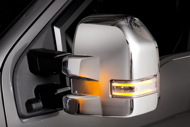 VFL3Z17D742F - : Mirror Caps - Chrome, Dual Sail, for Trailer Tow Mirrors for Ford: E-350 Super Duty, E-450 Super Duty, F-150, F-250 Super Duty, F-350 Super Duty, F-450 Super Duty, F-550 Super Duty Image