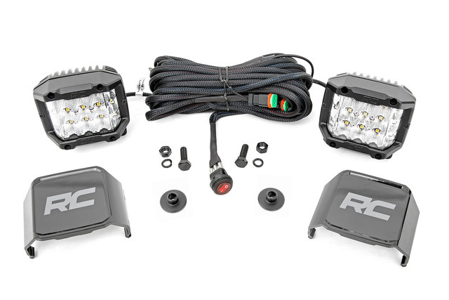 71050 - : LED Light Kit | Ditch Mount |  2" Chrome Pair | Wide | Ford Bronco 4WD (21-25) for Rough Country Image