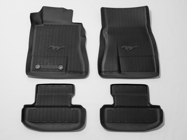 HR3Z6313300AA - : Floor Liner - All-Weather Tray Style, 4-Piece, Black, With Pony Logo for Ford: Mustang Image