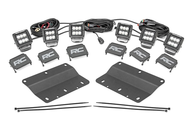 51085 - : LED Light Kit | Fog Mount | Triple 2" Black Pair | Spot | Ford Bronco (21-25) for Rough Country Image