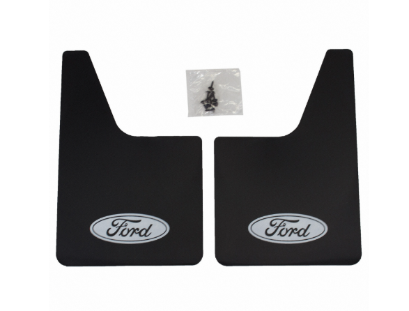 FL3Z16A550C - Body: Splash Guards - Flat, Black, Front Or Rear, 2-Piece Set, W/Ford Oval Logo for Ford Image
