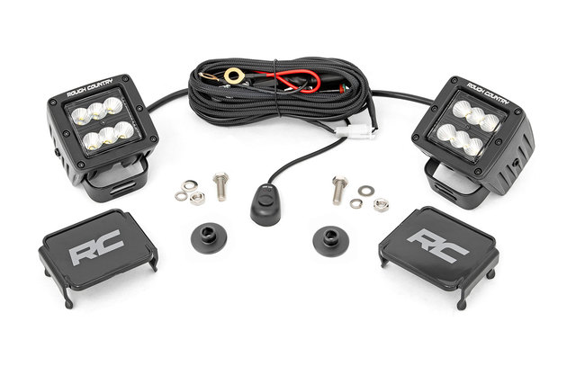 71046 - : LED Light Kit | Ditch Mount | 2" Black Pair | Flood Pattern | Ford Bronco (21-25) for Rough Country Image