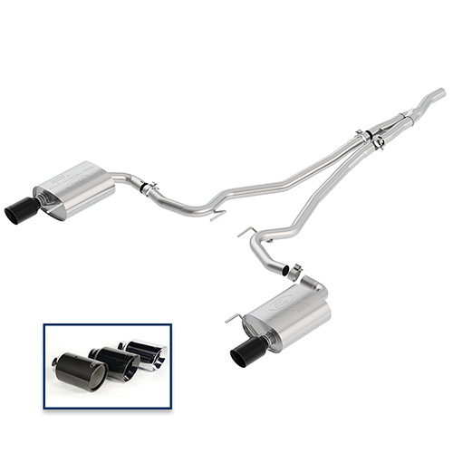 M5200M4EBA - : 2015-2023 MUSTANG 2.3L ECOBOOST CAT-BACK EXTREME EXHAUST SYSTEM WITH BLACK CHROME TIPS for Ford Performance Image