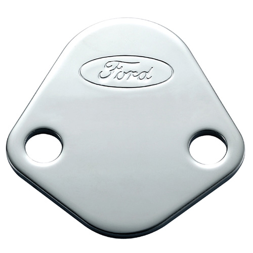302290 - : FORD LOGO FUEL PUMP BLOCKOFF PLATE: CHROME for Ford Performance Image