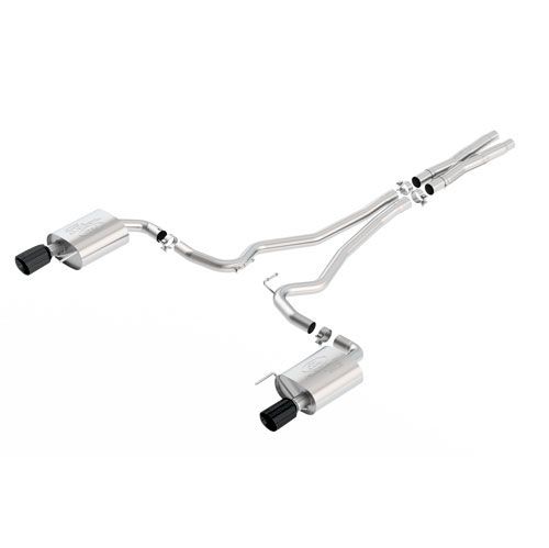 M5200M8SB - : 2015-2017 MUSTANG GT 5.0L CAT BACK SPORT EXHAUST SYSTEM - BLACK CHROME TIPS for Ford Performance Image
