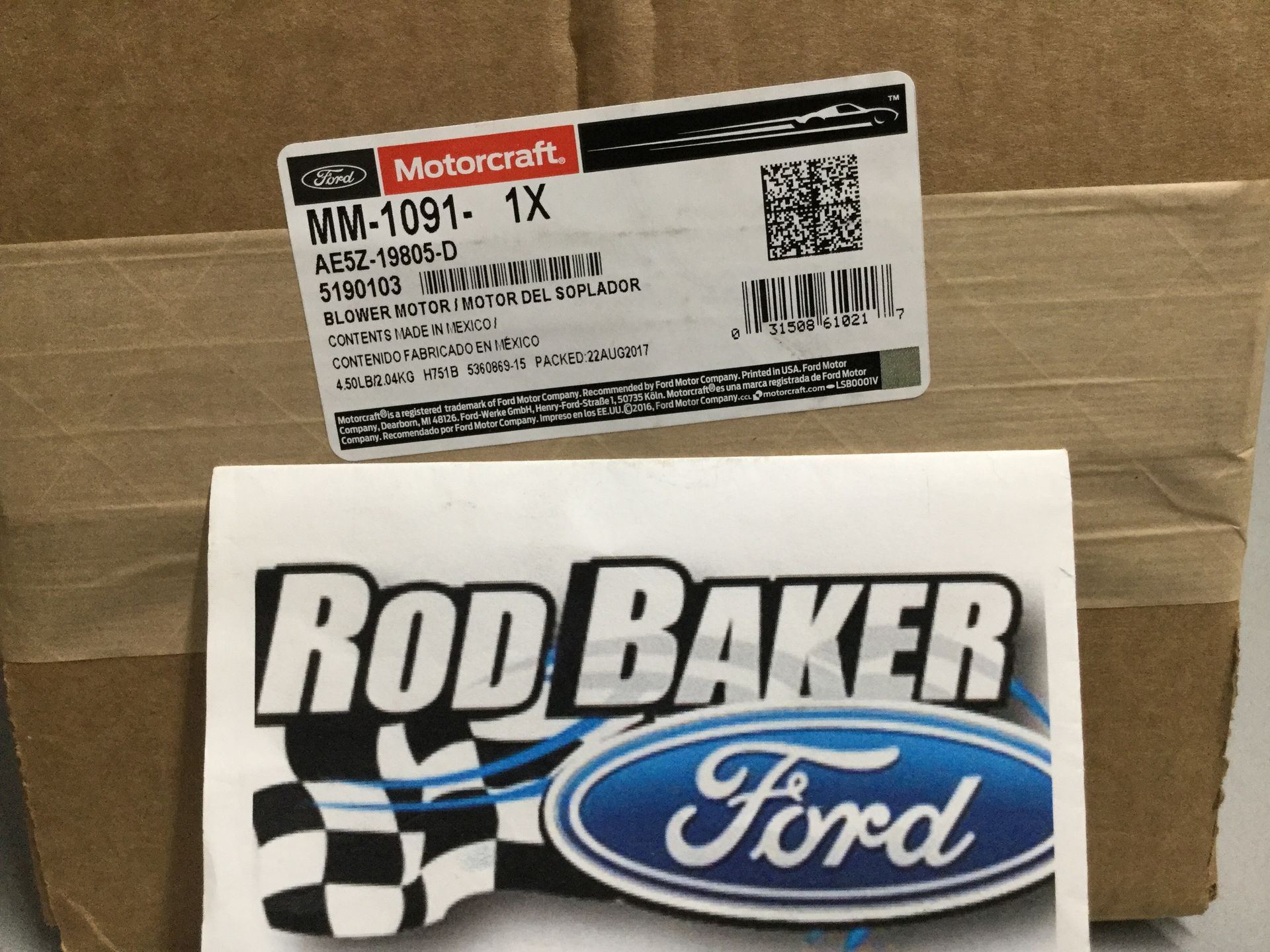 AE5Z19805D - : Blower Motor for Ford Image