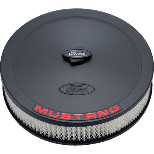 302362 - : AIR CLEANER KIT: BLACK CRINKLE FINISH, RED MUSTANG EMBLEM for Ford Performance Image